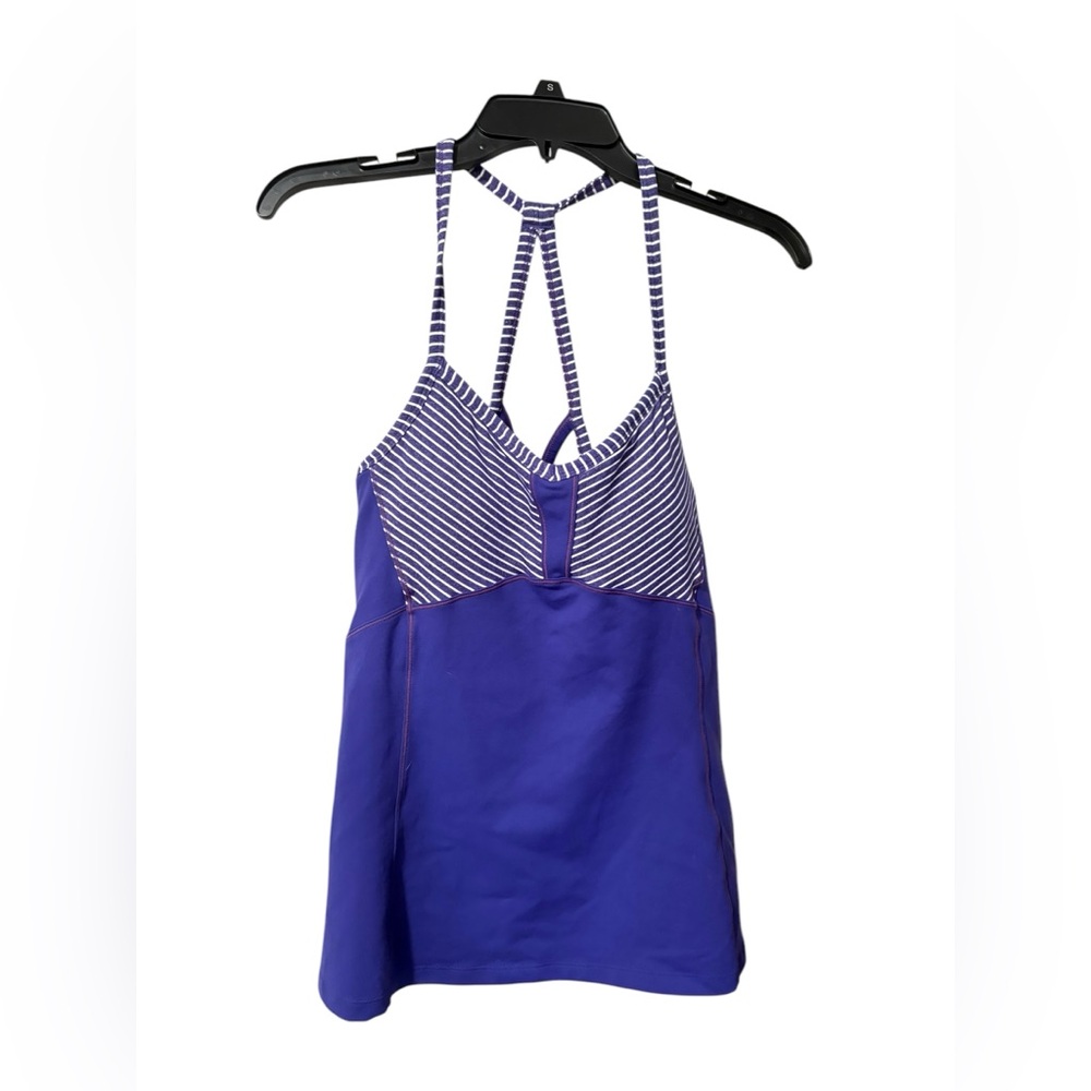 Athleta Purple Striped Shelf-Bra Tank Top